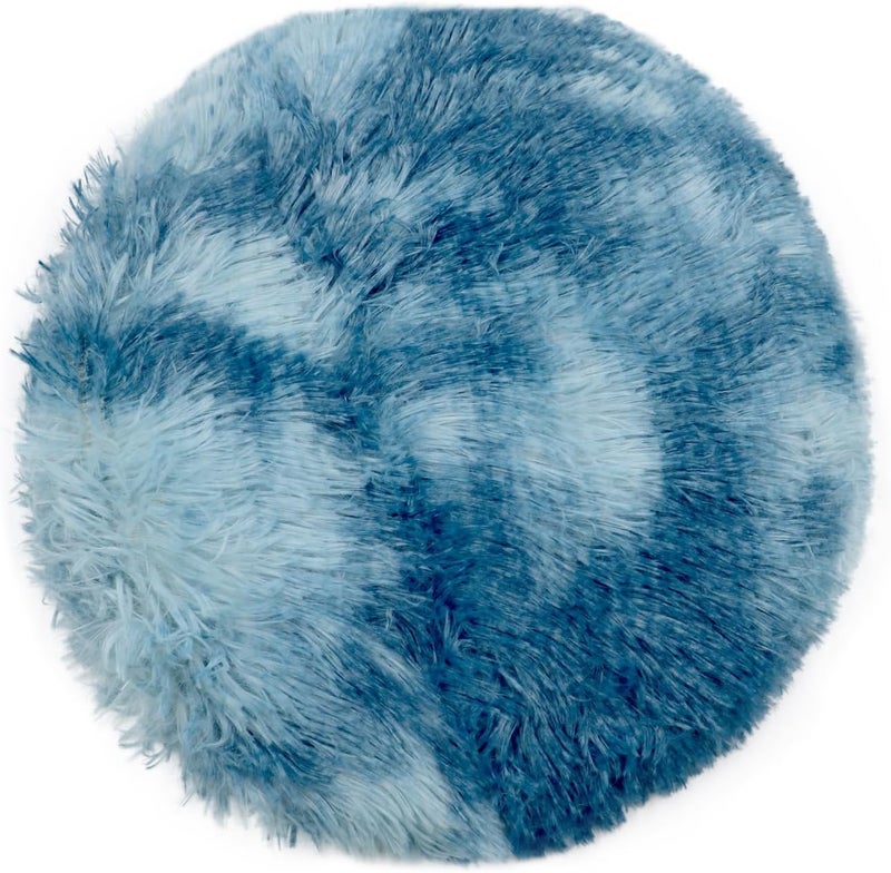 Insun Soft Fluffy Toilet Seat Cover, Washable Absorbent Lid Cover, Adjustable Non Slip Backing for Most Bathroom Toilet Lids Tie-Dyed Dark Blue 17.7" x 19.7" - Image 1